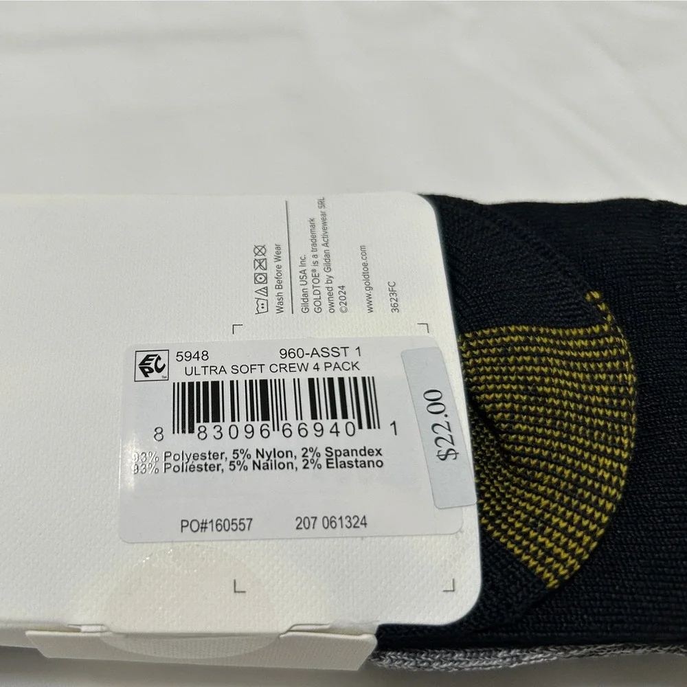 Goldtoe Casuals Ultra Soft Crew Socks 4 Pack Mens Grey Black Essential New